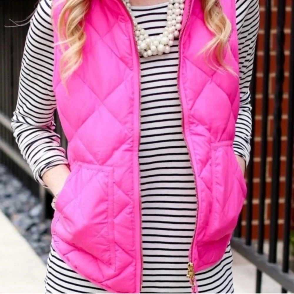 J. Crew Hot Pink Puffer Vest - Picture 8 of 8